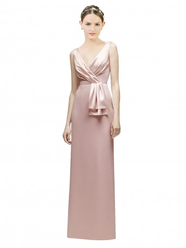 Pink V-Neck Sleeveless V-Back Sheath Bridesmaid Dress Townsville