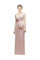 Pink V-Neck Sleeveless V-Back Sheath Bridesmaid Dress Townsville