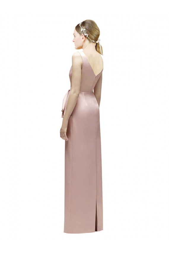Pink V-Neck Sleeveless V-Back Sheath Bridesmaid Dress Townsville