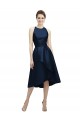 Dark Navy Jewel Neck Sleeveless A-Line High Low Bridesmaid Dress Townsville