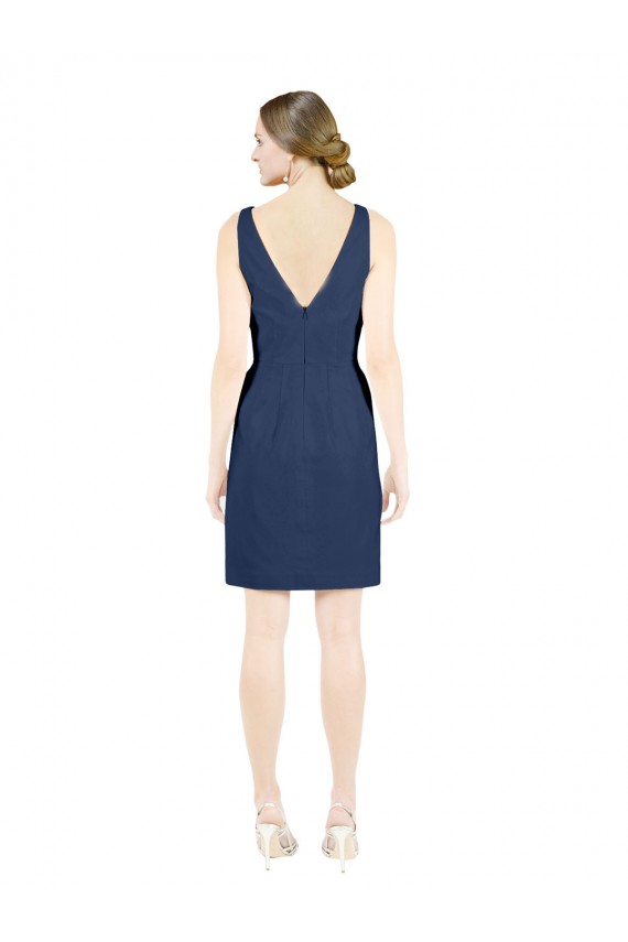 Dark Navy V-Neck Sleeveless Open Back A-Line Evening Gown / Bridesmaid Dress Townsville