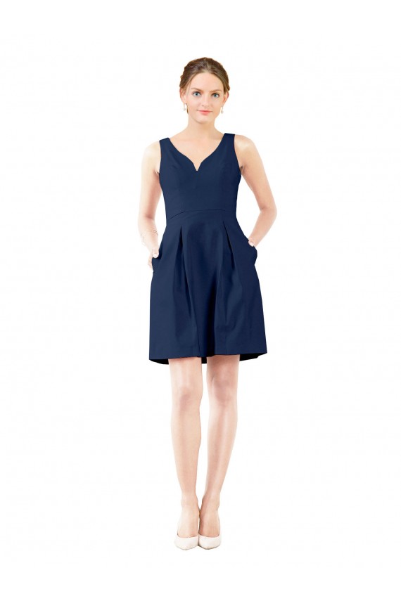 Dark Navy V-Neck Sleeveless A-Line Bridesmaid Gown Townsville