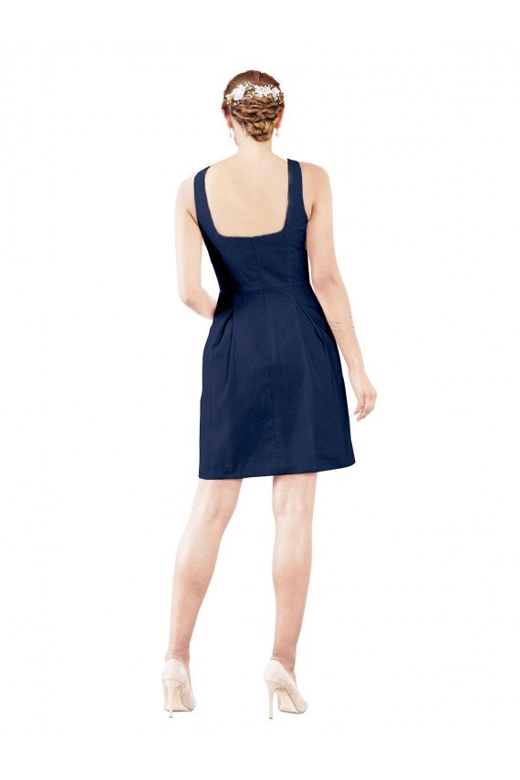 Dark Navy V-Neck Sleeveless A-Line Bridesmaid Gown Townsville
