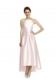 Pink Halter Neck Sleeveless Open Back A-Line High Low Bridesmaid Dress Townsville