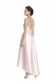 Pink Halter Neck Sleeveless Open Back A-Line High Low Bridesmaid Dress Townsville