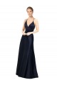 Dark Navy V-Neck Sleeveless A-Line Prom Dress / Bridal Party Dress Townsville