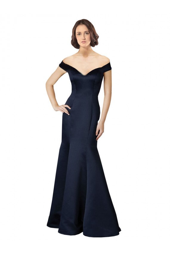 Dark Navy V-Neck Cap Sleeves Mermaid Prom Dress / Bridesmaid Dress Townsville