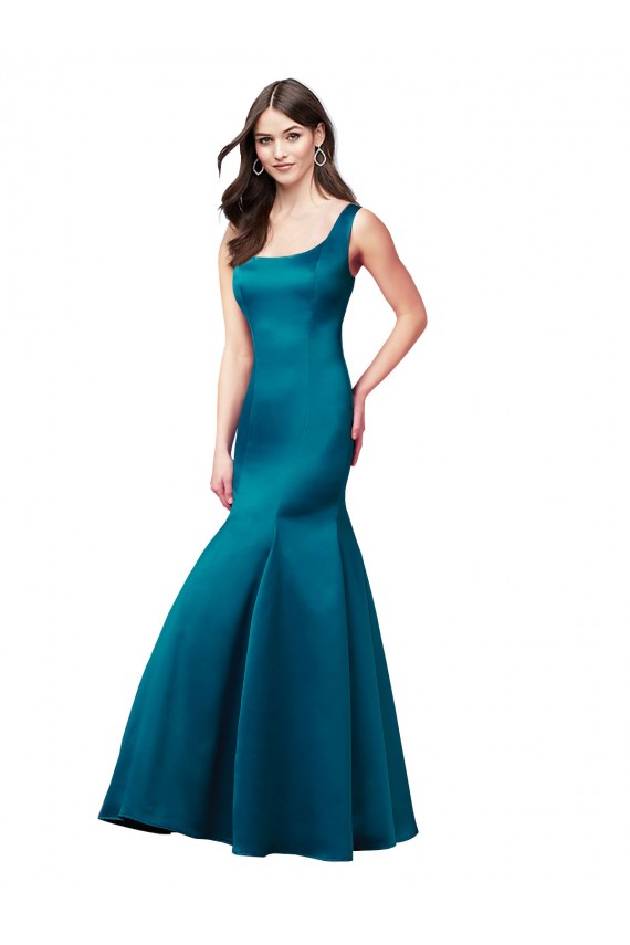 Peacock Blue Bateau Neck Sleeveless Mermaid Prom Dress / Bridesmaid Dress Townsville
