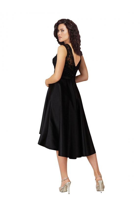 Black Illusion Neck Sleeveless A-Line High Low Bridesmaid Dress Townsville