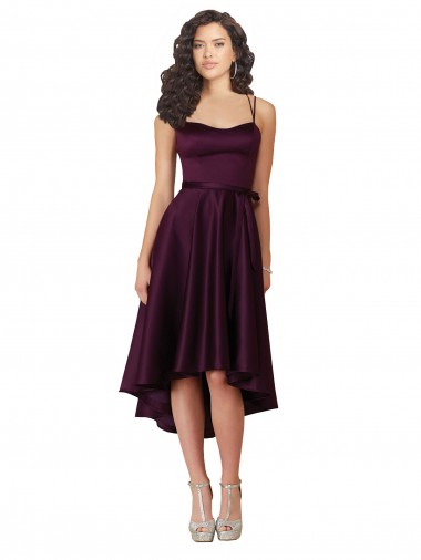 Grape Scoop Neck Neck Sleeveless Open Back A-Line High Low Prom Dress / Bridesmaid Dress Townsville