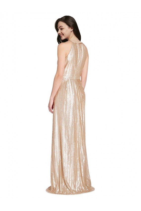 Gold High Neck Sleeveless Sheath Formal Evening Gown / Prom Dress / Bridesmaid Dress Townsville