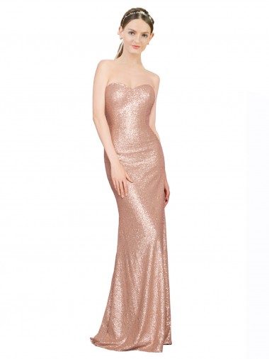 Rose Gold Sweetheart Sleeveless Low Back A-Line Formal Evening Gown / Prom Dress / Bridesmaid Dress Townsville