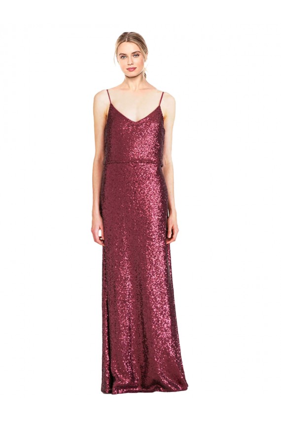 Burgundy High Neck Sleeveless Sequin A-Line Formal Evening Gown / Prom Dress / Bridesmaid Dress Townsville