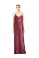 Burgundy High Neck Sleeveless Sequin A-Line Formal Evening Gown / Prom Dress / Bridesmaid Dress Townsville