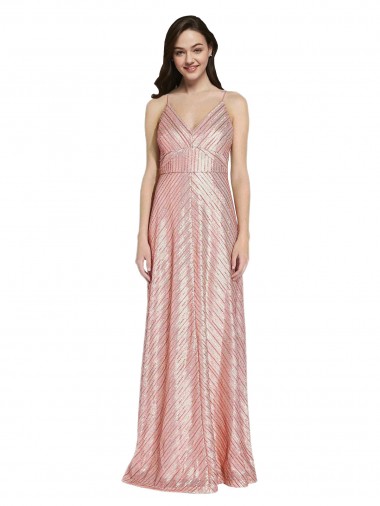 Rose Gold V-Neck Sleeveless Low Back Sheath Formal Evening Gown / Prom Dress / Bridesmaid Dress Townsville