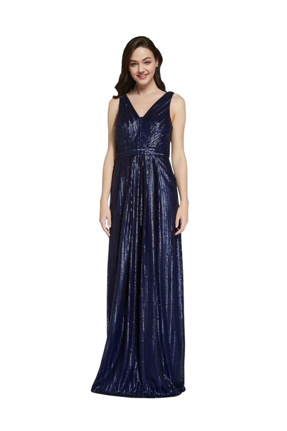 Dark Navy V-Neck Sleeveless V-Back Sheath Formal Evening Gown / Prom Dress / Bridesmaid Dress Townsville