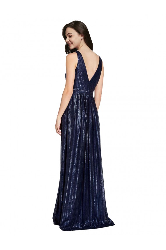 Dark Navy V-Neck Sleeveless V-Back Sheath Formal Evening Gown / Prom Dress / Bridesmaid Dress Townsville