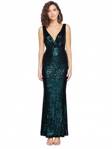 Dark Green V-Neck Sleeveless Mermaid Bridesmaid Dress / Evening Dress Townsville