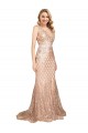 Rose Gold V-Neck Sleeveless V-Back Mermaid Formal Plus Size Evening Gown / Prom Dress / Bridesmaid Dress Townsville