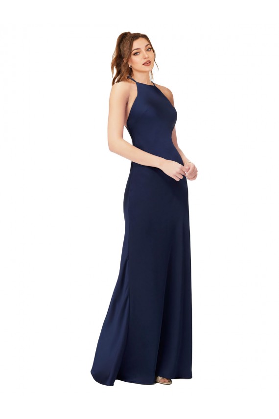Sapphire High Neck Sleeveless Open Back Sheath Formal Evening Gown / Prom Dress / Bridesmaid Dress Townsville
