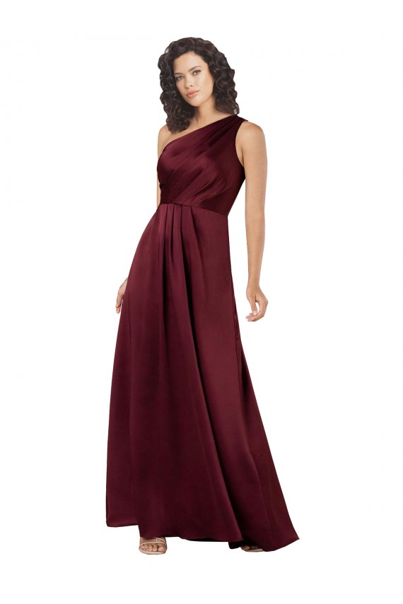 Burgundy One Shoulder Sleeveless A-Line Formal Evening Gown / Prom Dress / Bridesmaid Dress Townsville