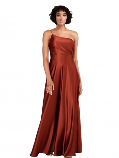 Burnt Orange One Shoulder Sleeveless A-Line Black Tie Evening Gown / Prom Dress / Bridesmaid Dress Townsville