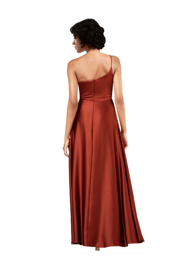Burnt Orange One Shoulder Sleeveless A-Line Black Tie Evening Gown / Prom Dress / Bridesmaid Dress Townsville