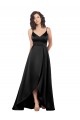 Black V-Neck Sleeveless V-Back A-Line High Low Evening Gown / Prom Dress / Bridesmaid Dress Townsville
