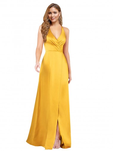 V-Neck Sleeveless Open Back Silk like Satin A-Line Formal Dress / Bridesmaid Dress Townsville