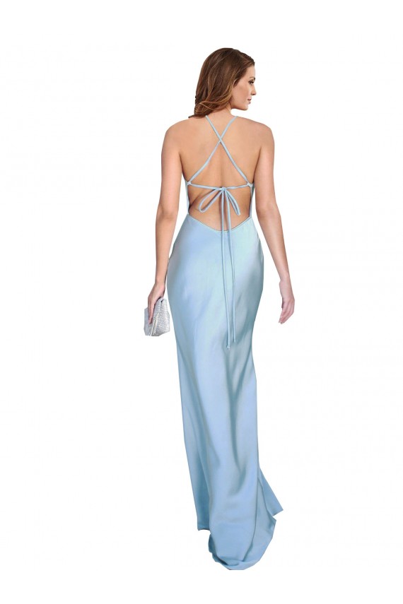Light Sky Blue Cowl Neck Sleeveless Open Back Sheath Formal Evening Gown / Prom Dress / Bridesmaid Dress Townsville