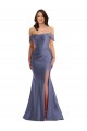 French Blue Off the Shoulder Sleeveless Low Back Mermaid Black Tie Plus Size Evening Gown / Prom Dress / Bridesmaid Dress Townsville