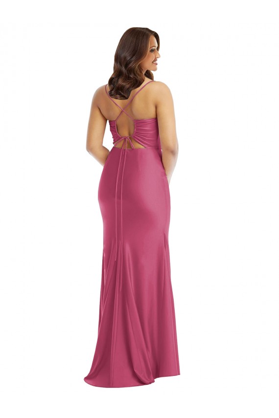 Fuchsia Cowl Neck Sleeveless Tie Back Mermaid Formal Plus Size Evening Gown / Prom Dress / Bridesmaid Dress Townsville