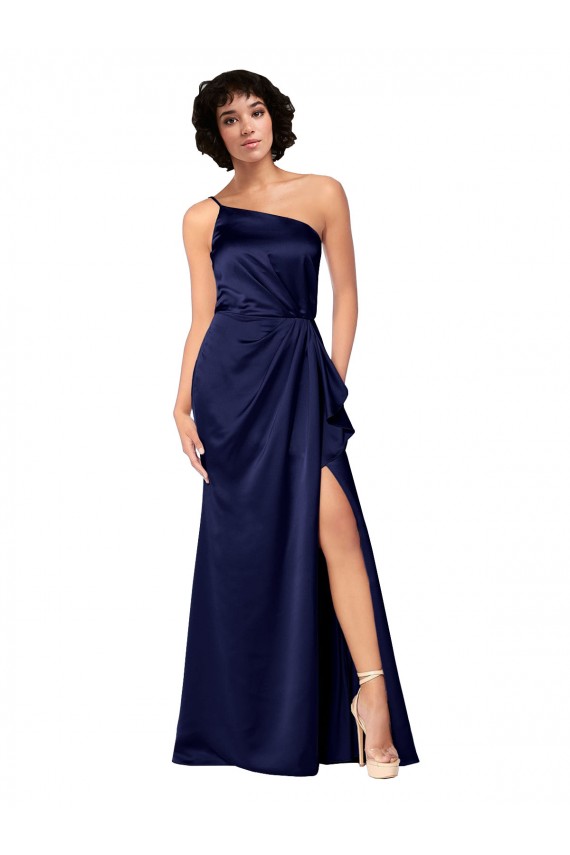 Sapphire One Shoulder Sleeveless A-Line Black Tie Evening Gown / Prom Dress / Bridesmaid Dress Townsville