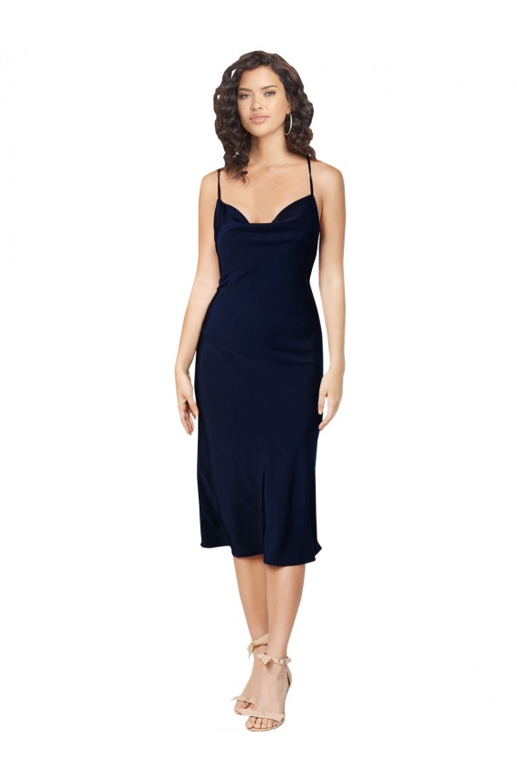 Dark Navy Cowl Neck Sleeveless Open Back A-Line Formal Evening Gown / Prom Dress / Bridesmaid Dress Townsville