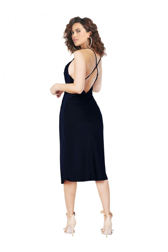 Dark Navy Cowl Neck Sleeveless Open Back A-Line Formal Evening Gown / Prom Dress / Bridesmaid Dress Townsville