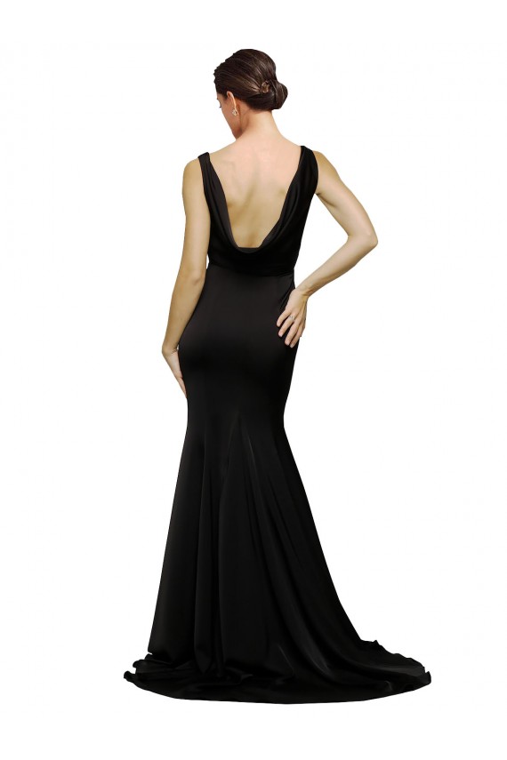 Black V-Neck Sleeveless Low Back A-Line Formal Evening Gown / Prom Dress / Bridesmaid Dress Townsville