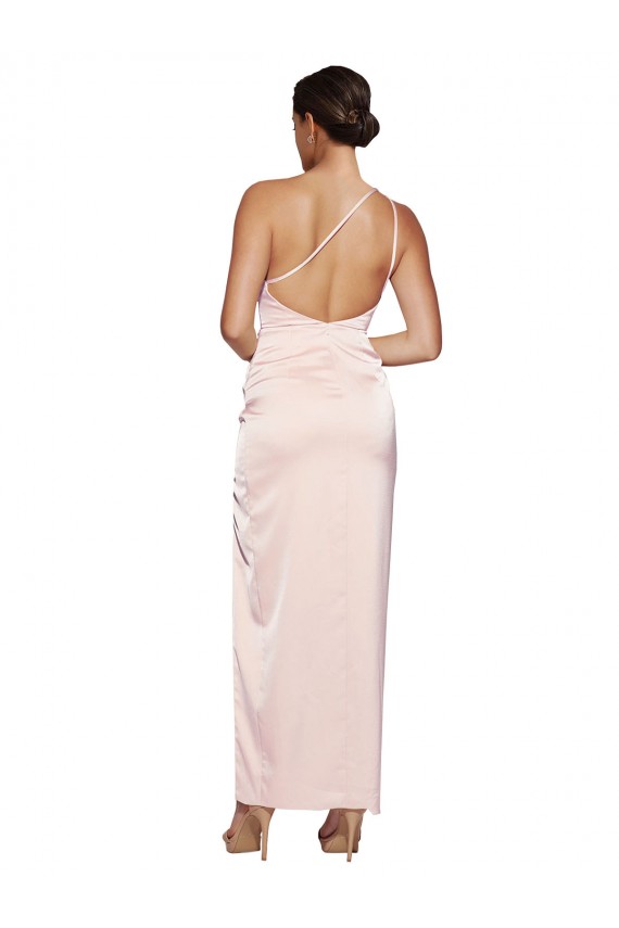Pink One Shoulder Sleeveless Low Back A-Line Semi Formal Evening Dress / Prom Dress / Bridesmaid Dress Townsville