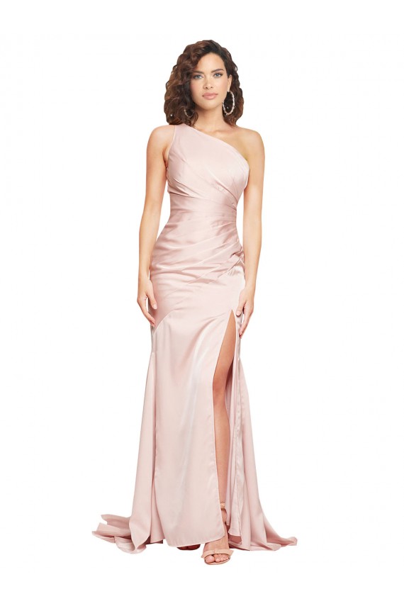 Pink One Shoulder Sleeveless Sheath Black Tie Evening Dress / Prom Dress / Bridesmaid Dress Townsville