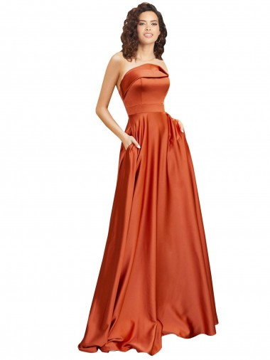 Burnt Orange Round Neck Sleeveless Low Back A-Line Formal Evening Gown / Prom Dress / Bridesmaid Dress Townsville
