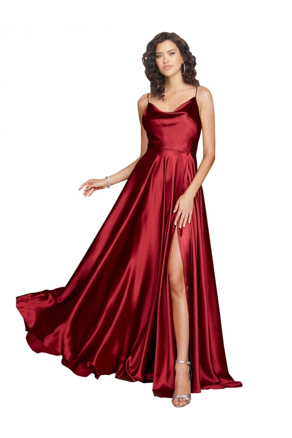 Burgundy Cowl Neck Sleeveless Low Back A-Line Black Tie Evening Dress / Prom Dress / Bridesmaid Dress Townsville