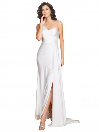 White One Shoulder Sleeveless A-Line Wedding Dress Townsville