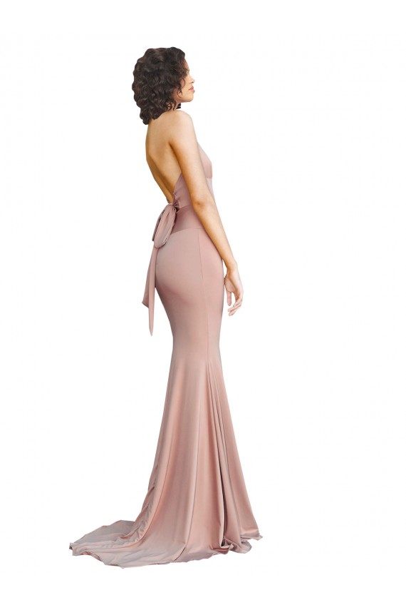 Dusty Pink V-Neck Sleeveless Low Back Mermaid Formal Evening Gown / Prom Dress / Bridesmaid Dress Townsville