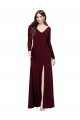 Burgundy Gold V-Neck Long Sleeves V-Back Sheath Prom Dress / Bridesmaid Dress Townsville