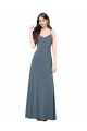 Slate Grey V-Neck Sleeveless Low Back A-Line Prom Dress / Bridesmaid Dress Townsville