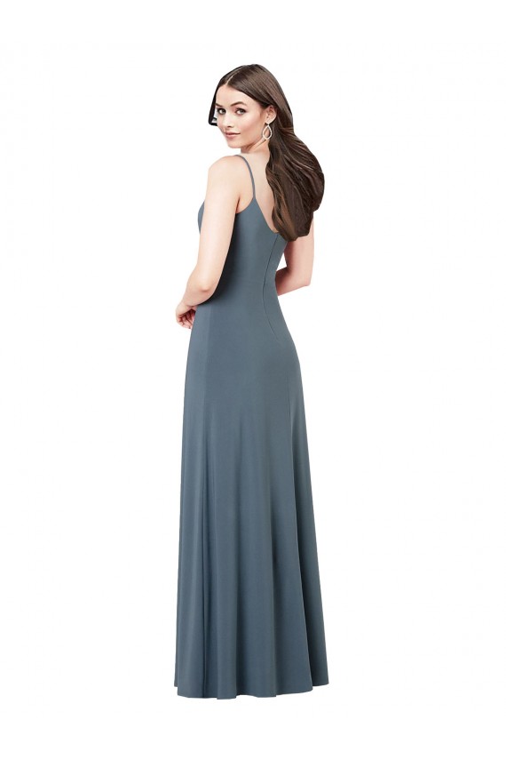Slate Grey V-Neck Sleeveless Low Back A-Line Prom Dress / Bridesmaid Dress Townsville