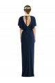 Dark Navy Bateau Neck Short Sleeves Open Back Sheath Semi Formal Evening Dress / Prom Dress / Bridesmaid Dress Townsville