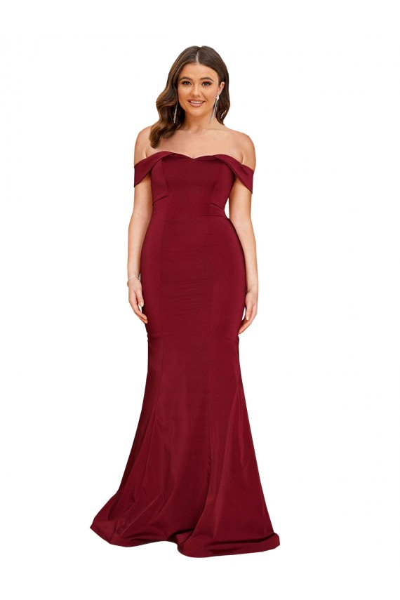 Burgundy Off the Shoulder Sleeveless Mermaid Formal Plus Size Evening Gown / Prom Dress / Bridesmaid Dress Townsville