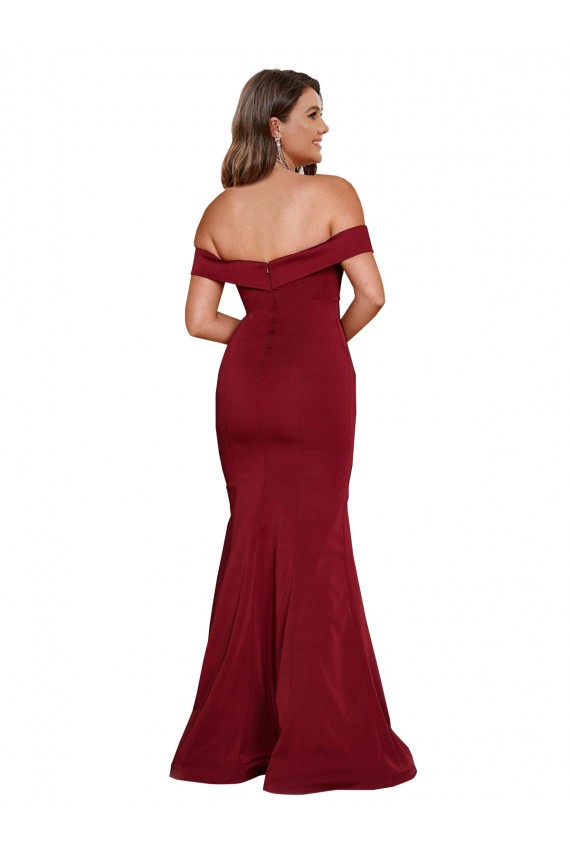 Burgundy Off the Shoulder Sleeveless Mermaid Formal Plus Size Evening Gown / Prom Dress / Bridesmaid Dress Townsville