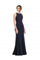 Dark Navy High Neck Sleeveless Keyhole Back Sheath Black Tie Prom Dress / Bridesmaid Dress Townsville