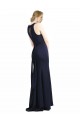 Dark Navy High Neck Sleeveless Keyhole Back Sheath Black Tie Prom Dress / Bridesmaid Dress Townsville